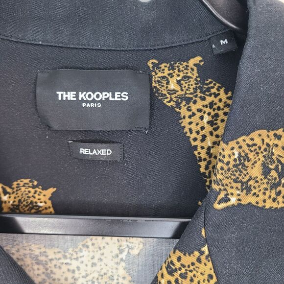 The Kooples Paris Mens M Relaxed Button Up Short Sleeve Leopard Print Shirt - Picture 4 of 9
